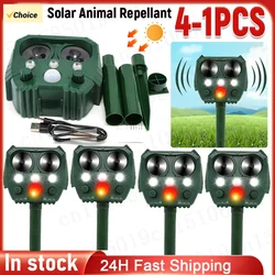 4-1PCS Ultrasonic Animal Repeller Solar Powered Scarer Repeller Outdoor Cat Dog Mice Rabbit Drive away Chaser Deterrent
