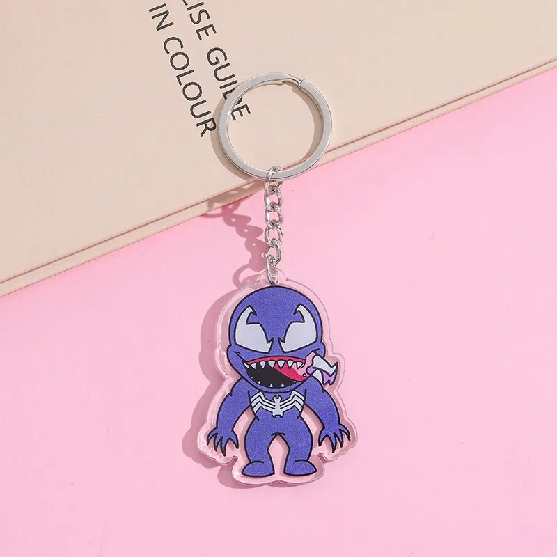 Marvel Avengers Cute Pendant Anime Figures Spider Man Venom Keychain Backpacks Key Ring  Bookbag Ornament Toy Gifts