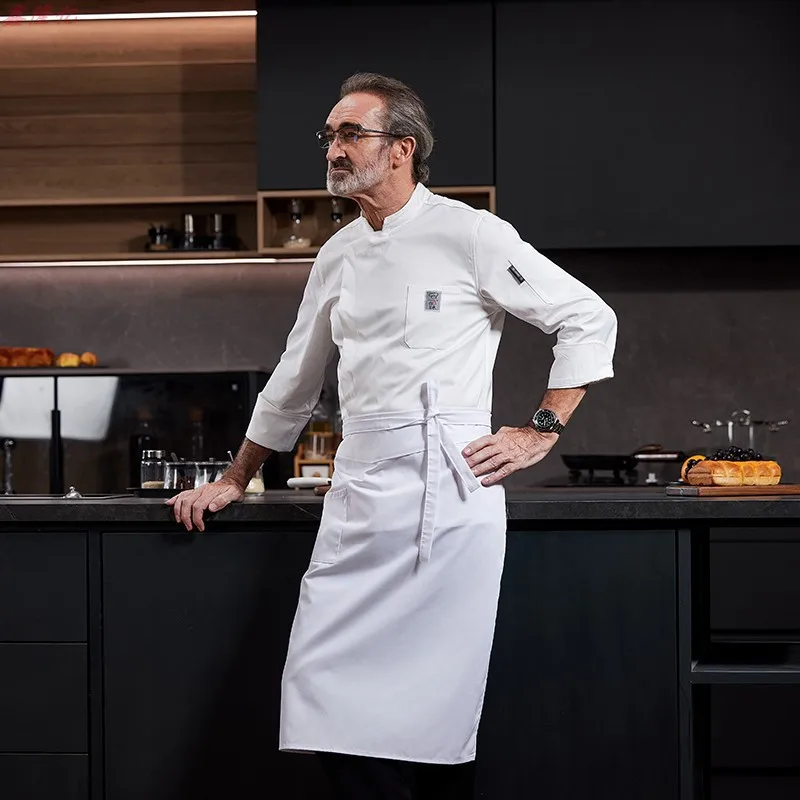 Uniforme de Chef de Hotel, ropa de trabajo para Chef de restaurante, pastelería, panadero, restaurante occidental, camarero, ropa de cocina de otoño