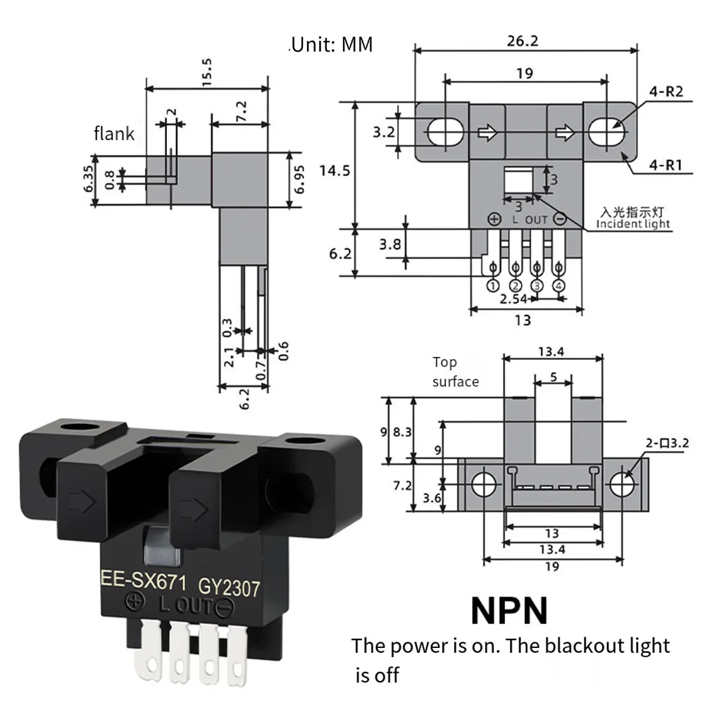 Sensor fotoeléctrico tipo ranura interruptor tipo ranura interruptor industria de impresión capa de blindaje detección distancia ascensor industria