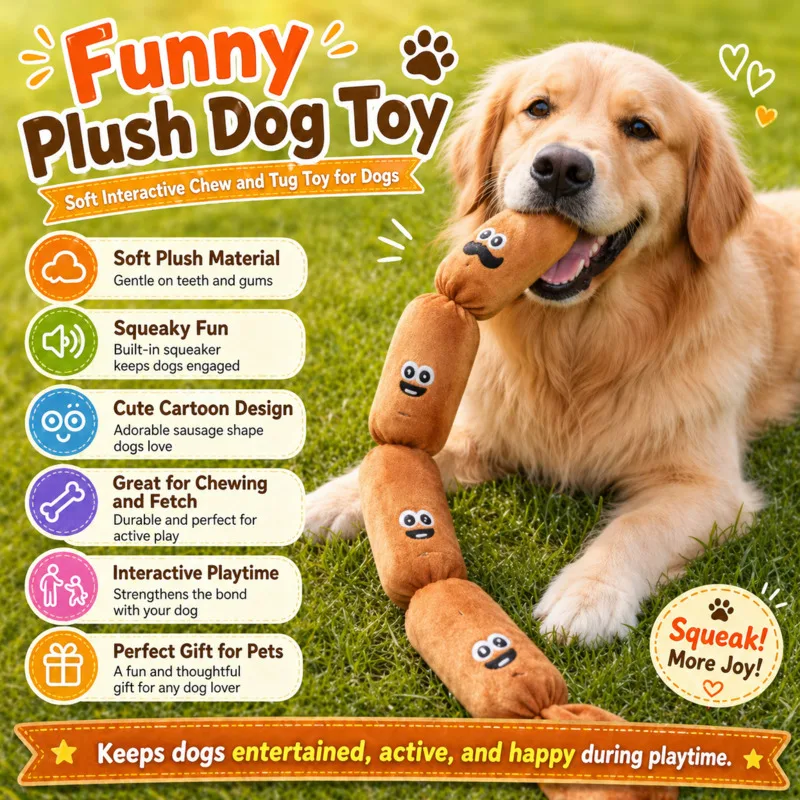 

Pet Toy Dogs Dog Squeaky Toy Plush Sausage Chew Toy With Airbag Sound Interactive Durable Boredom Relief Aggressive Chewer Gift