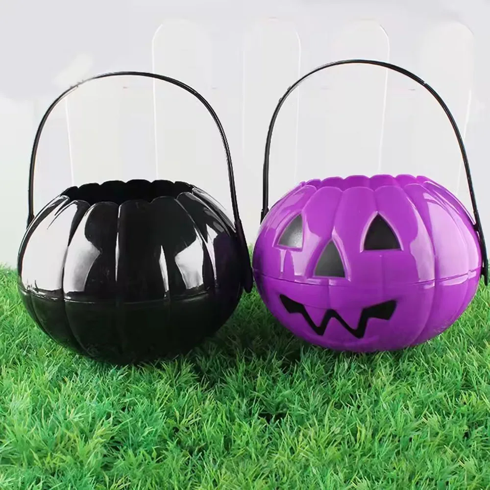 Halloween Decorative Foldable Two Half Combine Pumpkin Bucket Medium PP Material Candy Bag Bucket Props Home Decor