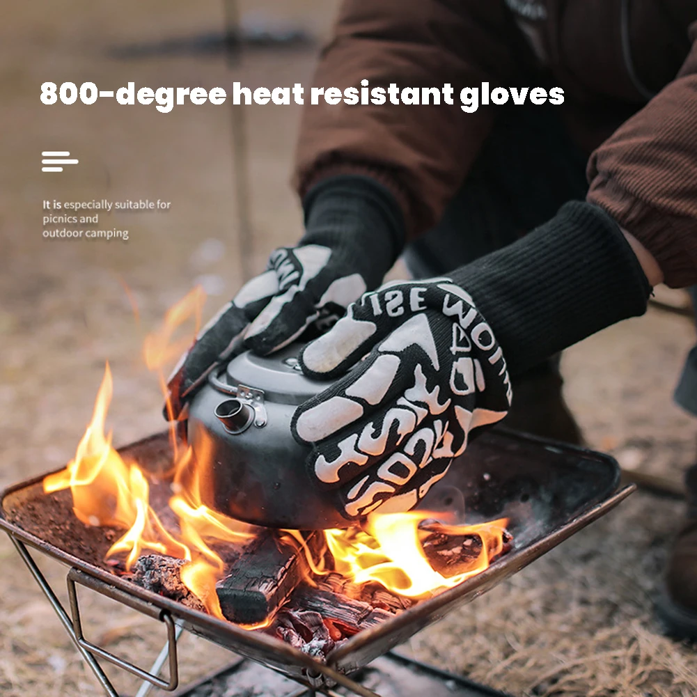 Thicken Outdoor Barbecue Gloves High Temperature Resistant Mitt For Picnic Hiking