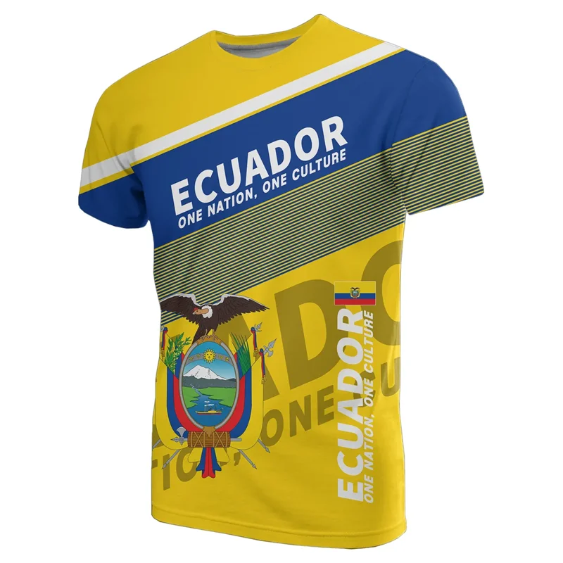 Camiseta con Bandera y Emblema de Ecuador Impresa en 3D para Hombre y Mujer - Moda Casual de Verano para Deportes al Aire Libre - Uniforme de Equipo de Fútbol