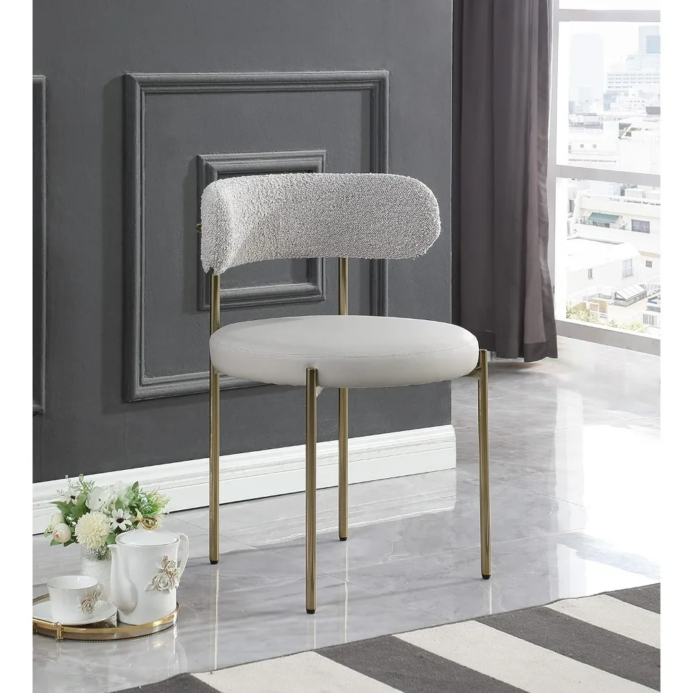 Sedia da pranzo moderna, collezione Beacon 886Taupe-C, sedile in pelle vegana in morbida tortora, design con schienale Boucle