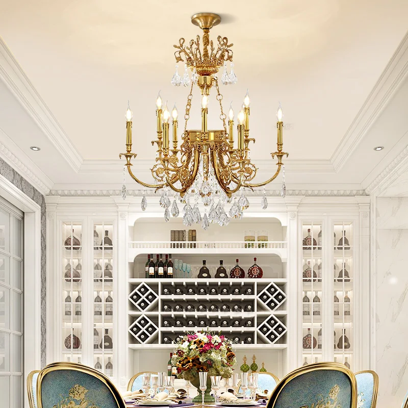 High - End French Crystal Chandelier, Ideal For Living Room, Made Of European Solid Brass, Luxury Classical Pendant For Restaura