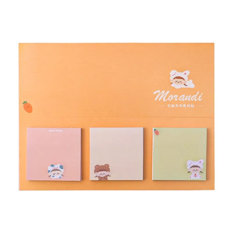 Combination Sticky Note Cartoon Girl Heart Stickers Notepad Student Message Memo Note Paper