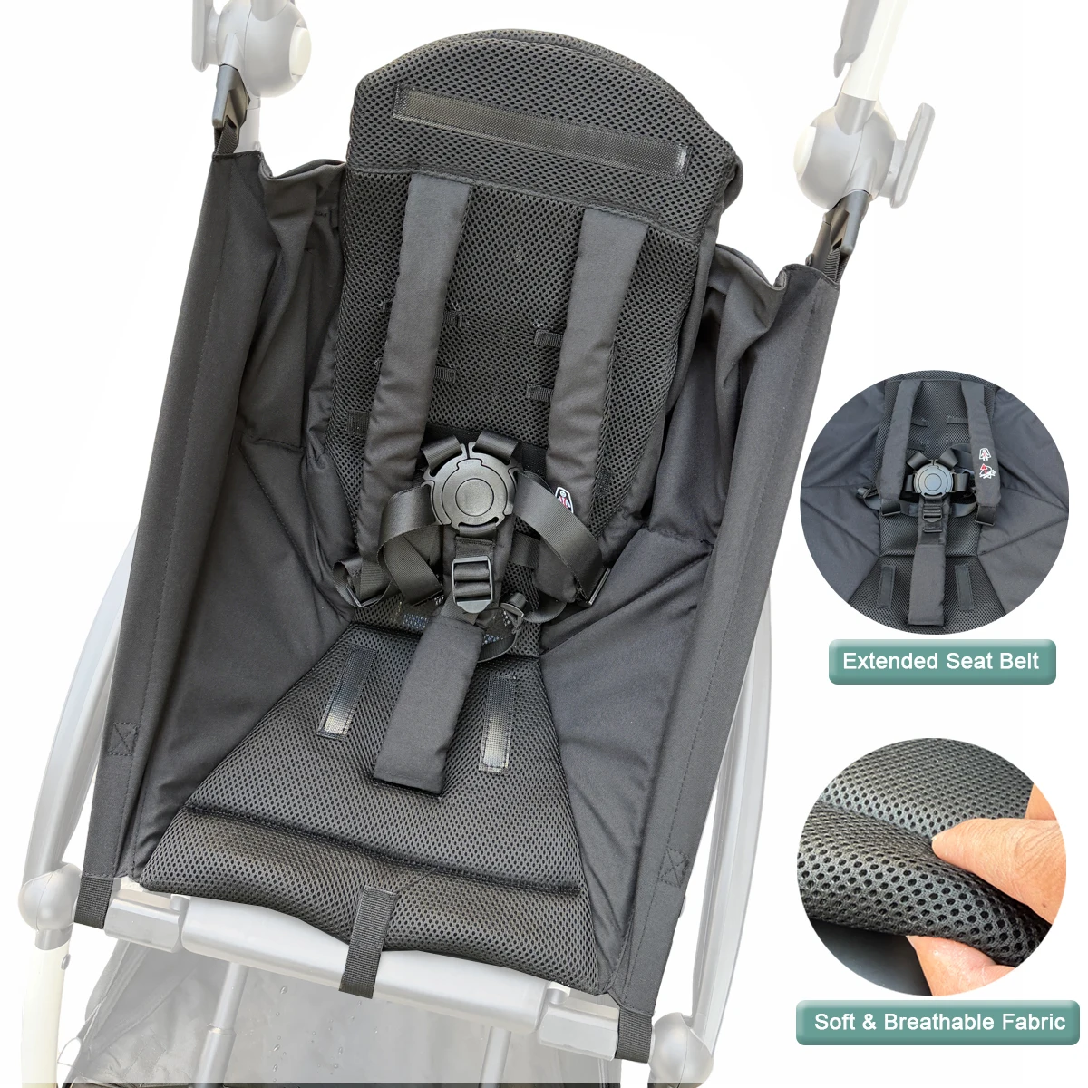 MomTan Stroller Accessories Seat Cushion For YOYO Series Strollers, Soft & Breathable, Extended Safety Straps, All Season Use