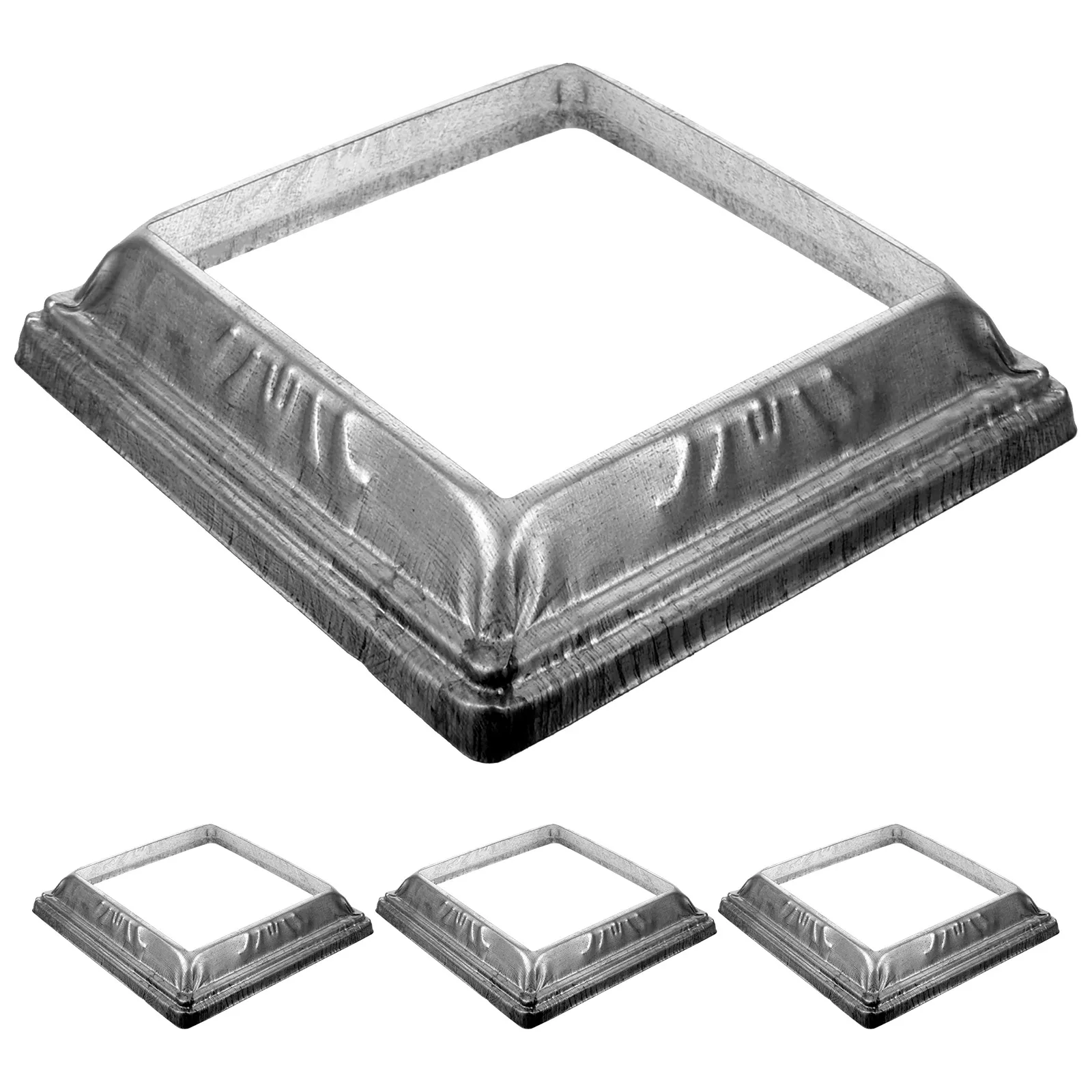 

4 Pcs Iron Post Skirt Decorative Fence Caps Railing Base Covers Metal Column Wraps for Balcony Stairs Porch Outdoor Durable