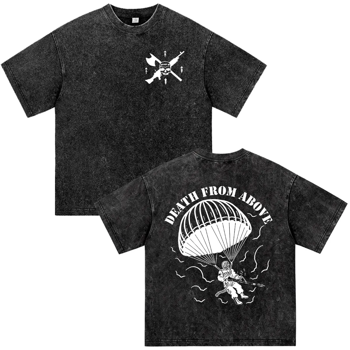 Patrol Called Life Forward Observations Group Skeleton Vintage Washed T-shirts Men Women Fashion Oversized Short Sleeve T Shirts