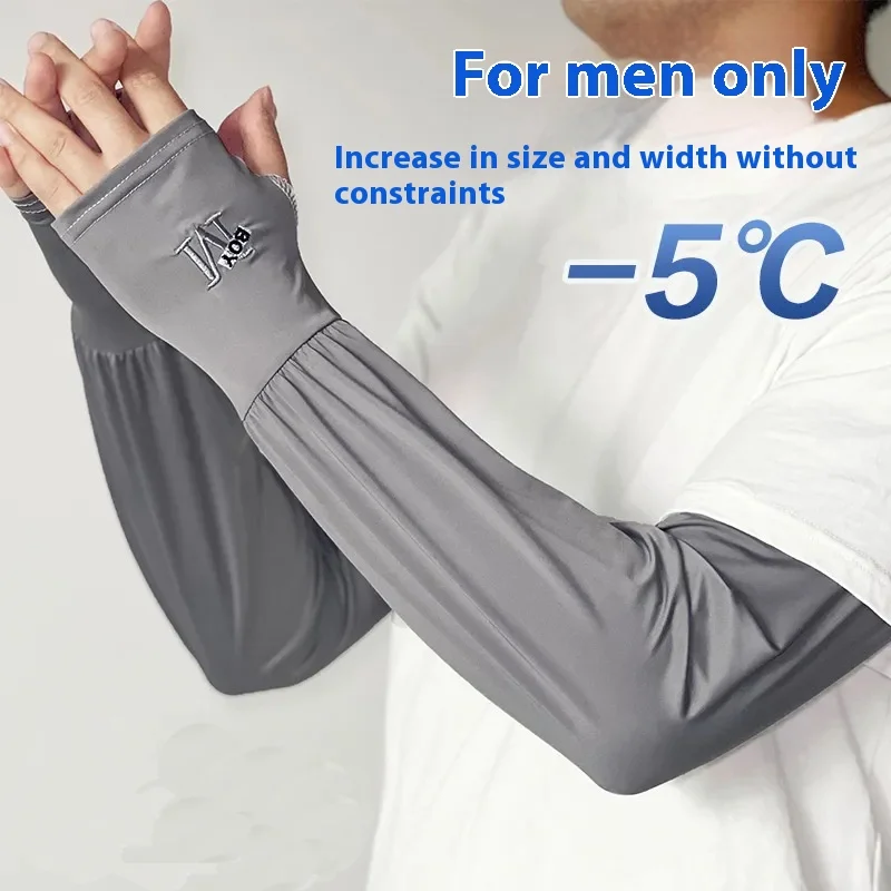 

1/2PCS Men's Ice Silk Arm Sleeves UPF 50+ Sun Protection Cool Breathable for Driving Cycling Summer Outdoor