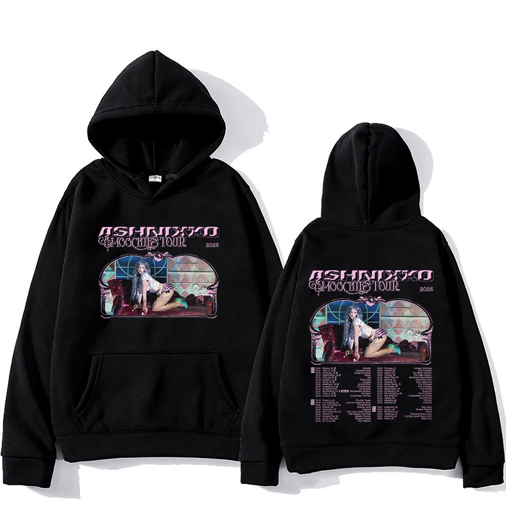 Casual ashnikko smoochies tour 2026 hoodies feminino inverno quente moletom de manga longa com capuz pullovers gráfico streetwear roupas