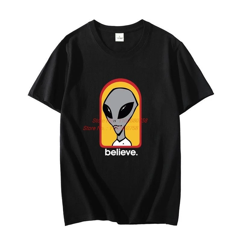 Cotton T-shirt Alien Workshop Believe Speed Way Oversized t-shirt Tees Tops Harajuku graphic t shirts Summer t shirt for men