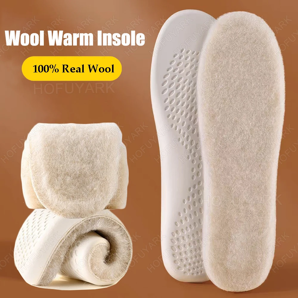 

Thermal Wool Insoles for Shoes Men Women with Arch Support Latex Shock Absorbing Shoe Pad Thick Cashmere Warm Insoles for Boots