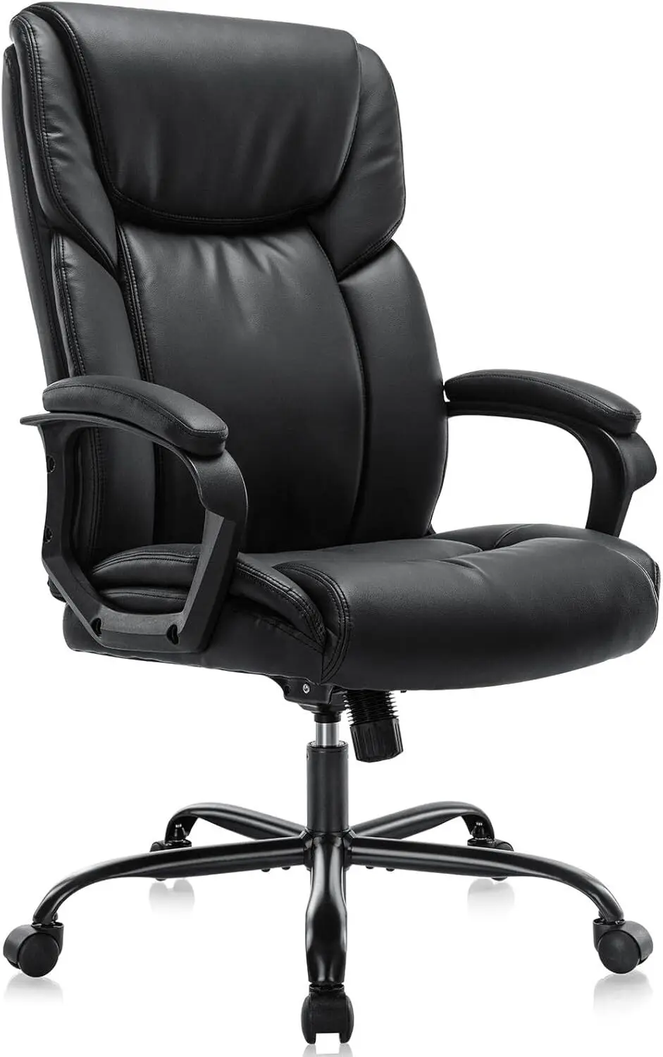 Comfy Heavy Duty Office Computer Chair Lumbar Back Support PU Leather Adjustable Height With Wheels