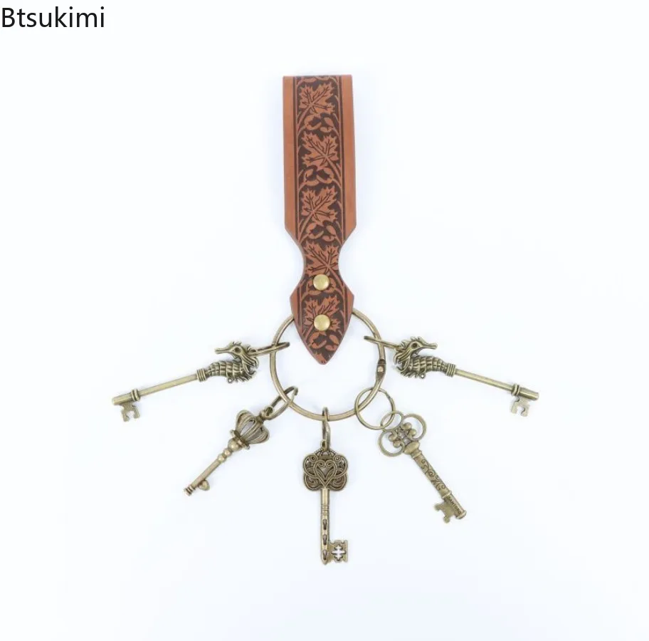 

Retro Medieval Keyring Belt Steampunk Faux Leather Key Holder Renaissance Viking Costume Accessory Halloween Anime Cosplay Props