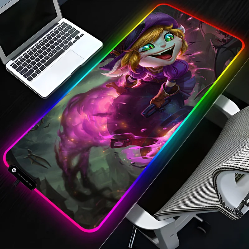 

RGB LED Mouse Pad Rubber Mousepad Computer Gaming Accessories Keyboard Pad Non Slip L-league of Legends Tristana Desk Mouse Mat