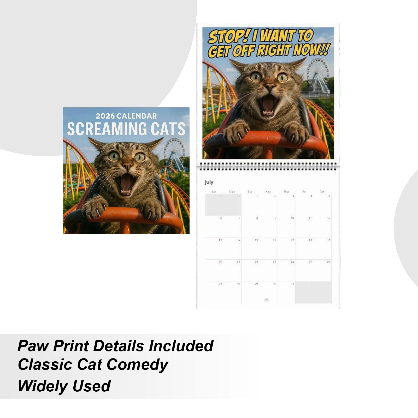 

2026 Funny Screaming Cat Calendar 12 Month Planner With Hilarious Kitten Art For Photography Anime Studio Holiday Adults Kids