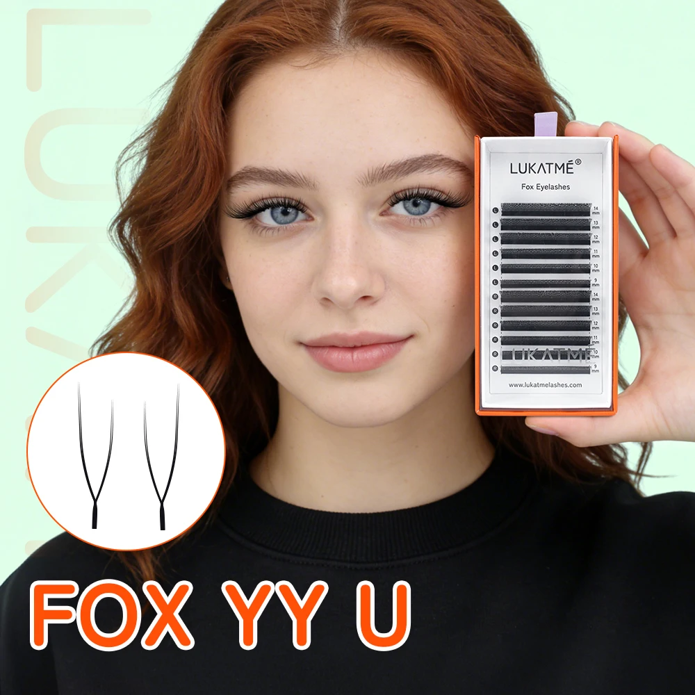 

LUKATME Fox YY/ U Shape Eyelash Extensions Fluffy Premade Lash Natural Soft Mix Length Design Cosplay Anime Lashes Makeup Tools