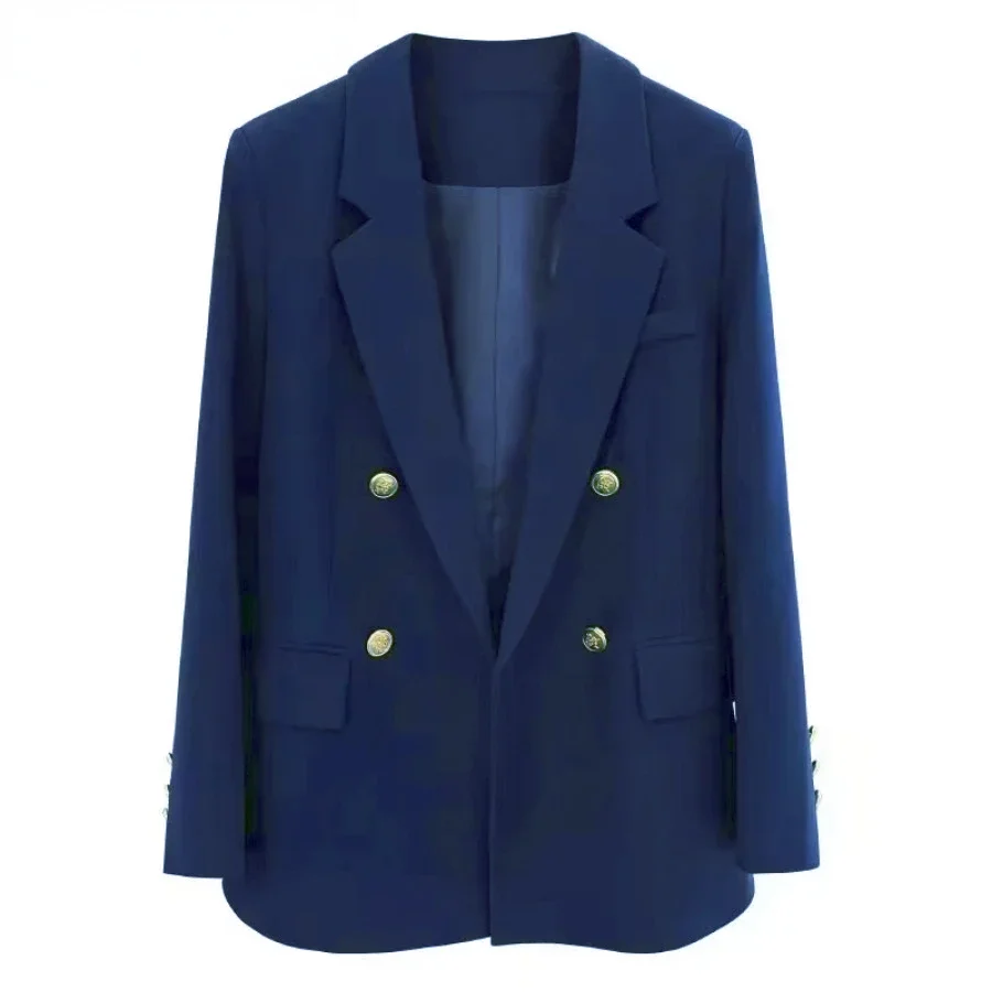 Luxe High-End Blazer Vrouwen Lente Herfst Jas Office Dames Pak Lange Mouw Jas Navy Vrouwen Kleding Nieuw