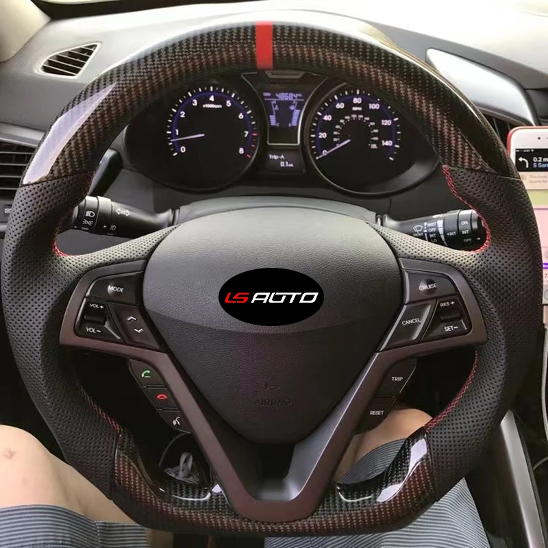 Carbon Fiber Steering Wheel for Hyundai Veloster Turbo Hatckback 2012- 2015 Carbon Fiber Steering Wheel Super Charged Custom