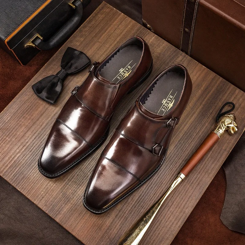 

Italian Mens Dress Shoes Luxury Genuine Leather 2026 Autumn Spring New Fashion Elegant Black Wedding Party Shoes Male Size 44