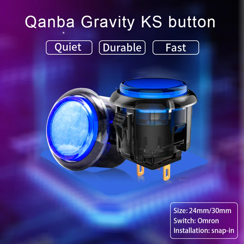 QANBA Gravity KS Arcade buttons Mechanical Shafts Silent Pushbutton 30mm 24mm Snap-In Arcade sticks DIY parts