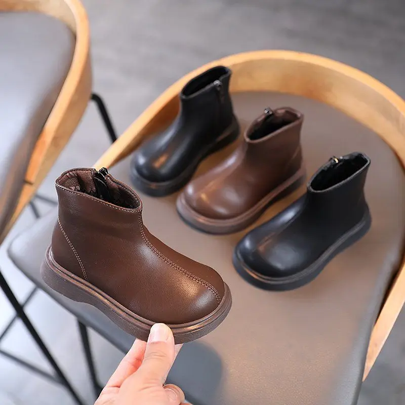 

2026 Kids Winter Boots for Boys Girls Baby Warm Fleece Lined Ankle Shoes Non Slip Casual Footwear for Cold Weather