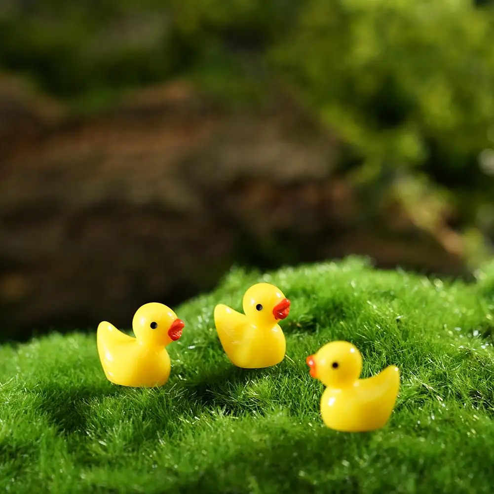 100/50pcs Yellow Duck Ornament Miniature Figures Tiny Duck Resin Handicraft Micro Landscape Decoration view 3
