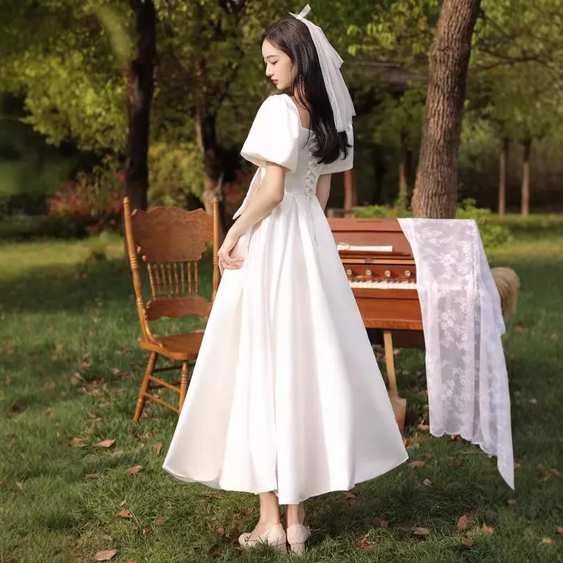 فستان صيفي أنيق أبيض حلو نحيل للنساء فساتين فرنسية ريترو بدون أكمام برعم هيبورن موضة جديدة ملابس الحفلات الجمالية 2025 #2