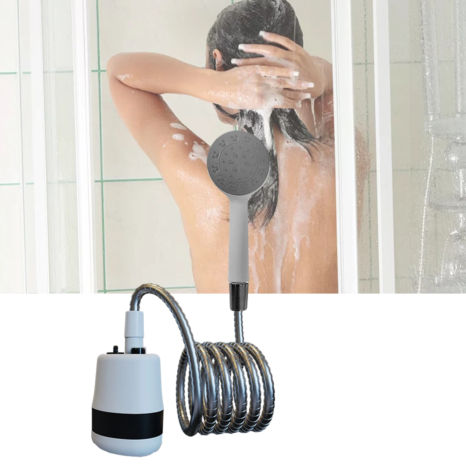 

Portable Camping Shower Outdoor USB Rechargeable Electric Shower Pump for Hiking Traveling Backpacking