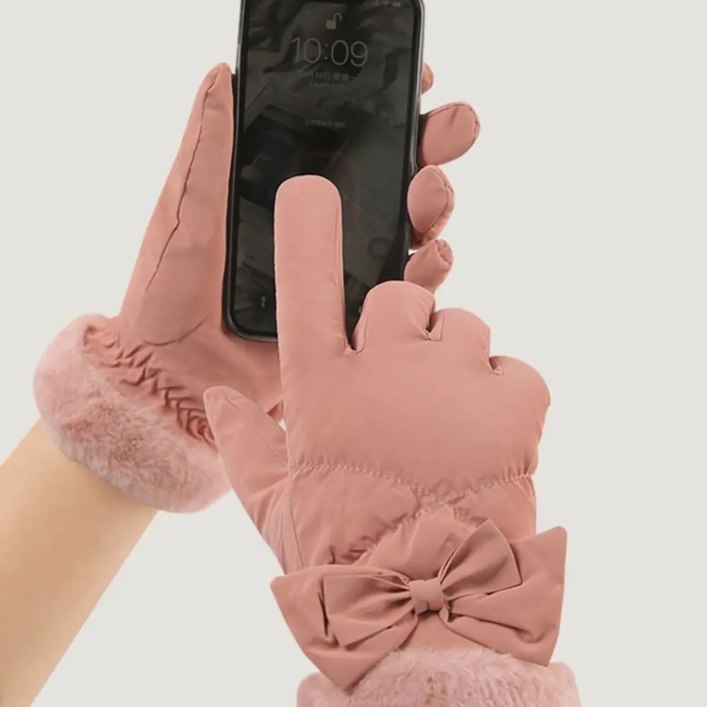 Gants imperméables de style coréen pour femmes, mitaines de cyclisme épaisses, écran tactile de téléphone portable, maintien au chaud, arc, extérieur, hiver