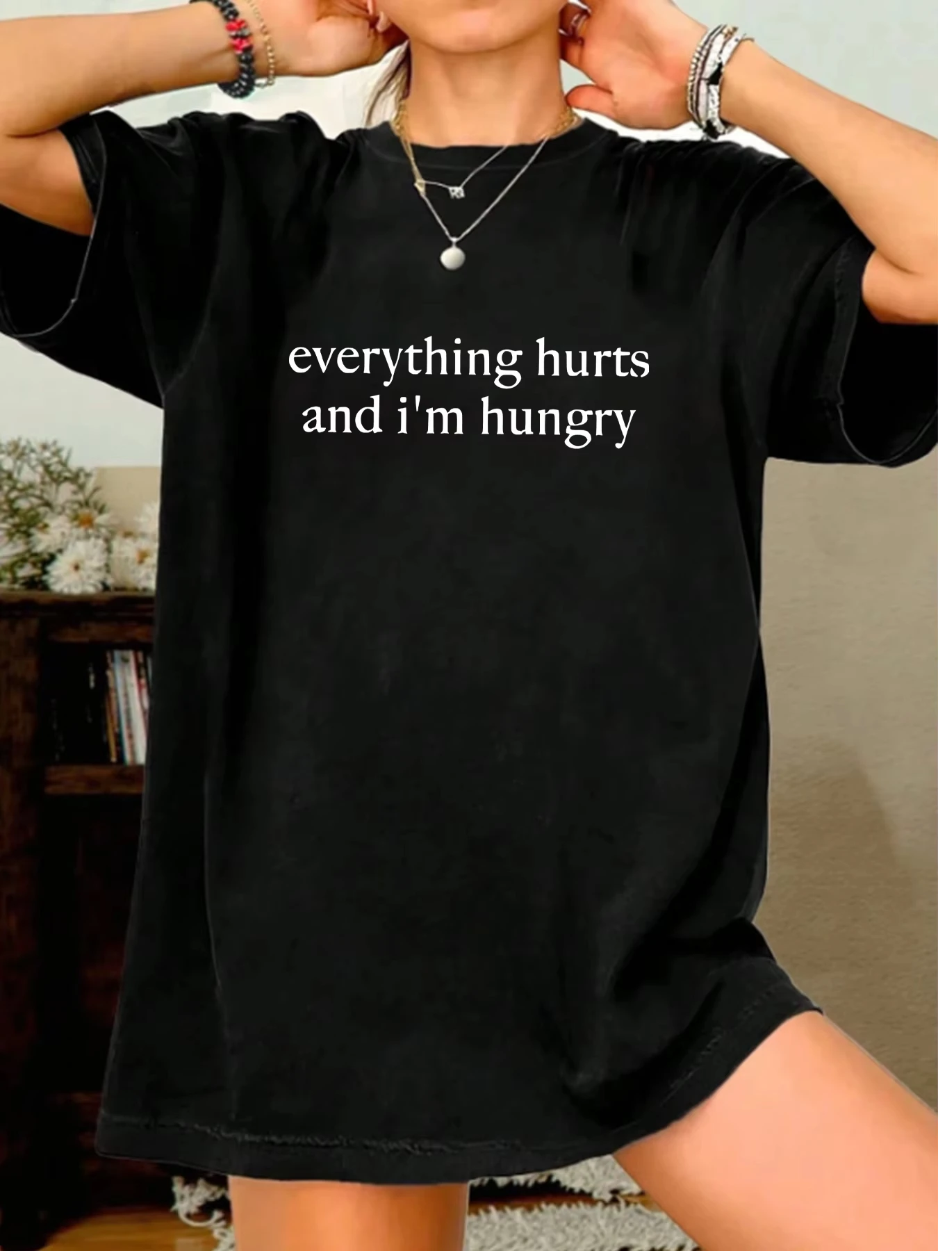 

English Alphabet Round Neck Women's T-shirt Short Sleeves Fashion Printed Half-sleeve Top Elastic T-shirt