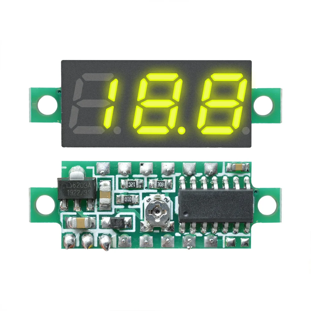 DC Voltage Display Mini Digital Voltmeter 0.28 Inch 2/3-Wire DC 0-100V 3.7-30V Digital Voltmeter Voltage Tester Red Green