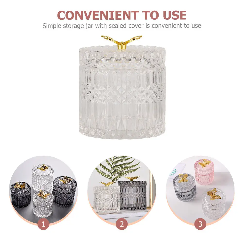 

Lipstick Storage Jar Simple Glass Jewelry Box Candy Holder Sealed Glass Container for Snacks Tea Coffee Candy Can