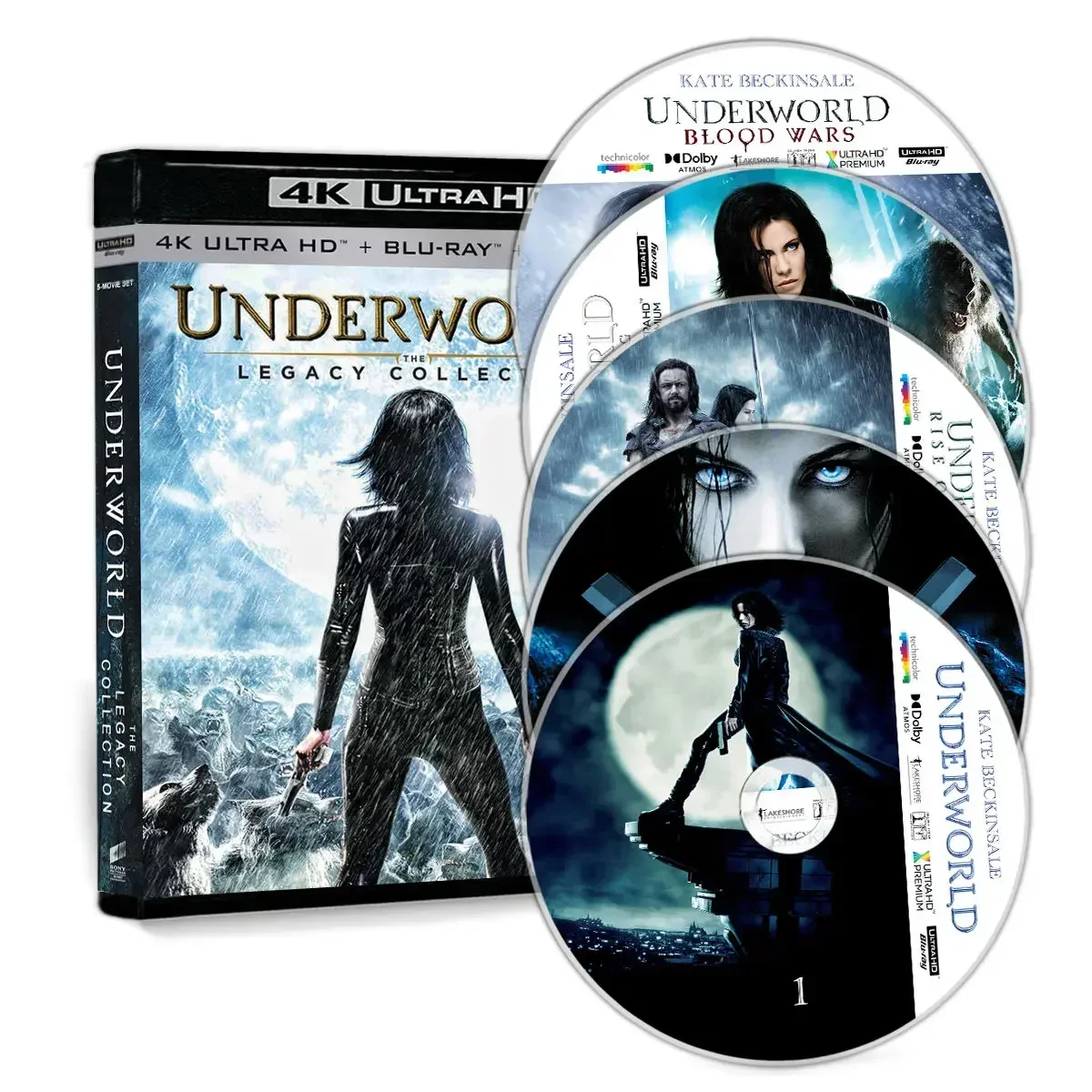 Underworld 1-5 Komplette 4K UHD Blu-ray Disc PS5-Kompatibel XSX Dolby Atmos HDR10 High-Definition BD