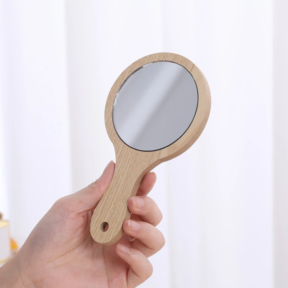 

4Pcs Wooden Glass Handheld Mirror Portable Makeup Mirror Fine Craftsmanship Exquisite Cosmetics Mirror For Women