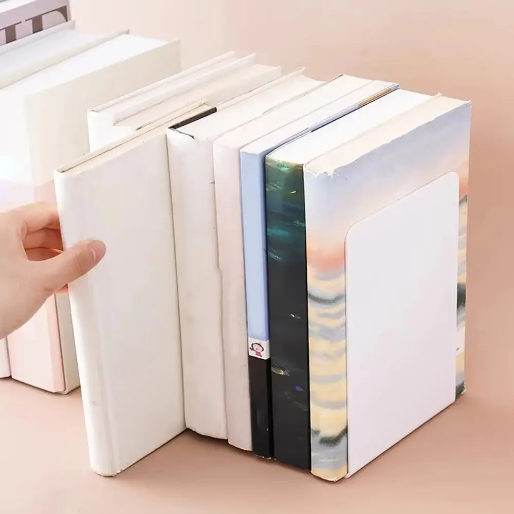 1/2Pcs L-Shaped Simple Bookend Thickened Decorative Book Stoppers Holders Plastic with Anti-slip Design Desk Bookshelf