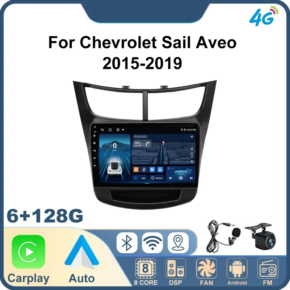 

Car Radio Wireless Carplay Android Auto 2 Din 9'' for Chevrolet Sail Aveo 2015-2019 8core Navi Carplay 4G Net GPS FM Car Stereo