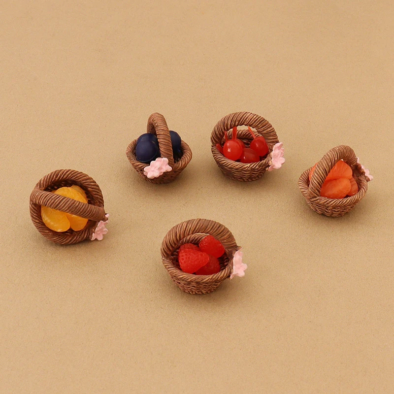 1:12 Dollhouse Miniature Fruit Basket Strawberry Blueberry Orange