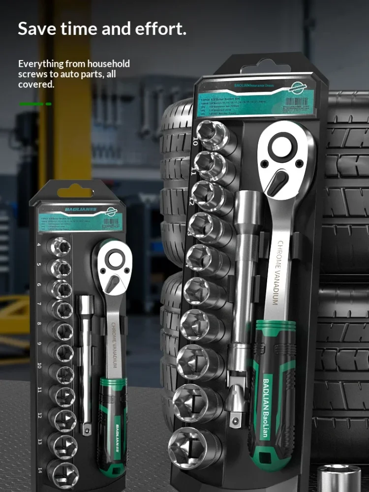 AliExpress baolian 1/4 1/2 3/8 Inch Ratchet Sockets Sets 72 Wrench Drive Tooth Tool Novelty Multi-funtion DIY Torque Hand Handle Bicycle Car Kit