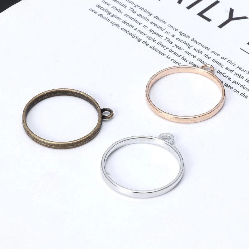  10 Pcs/Set Round Pendant Blank Frame UV Resin Bezel Blanks Trays for Jewelry Making Pressed Flower DIY Crafts Supplies