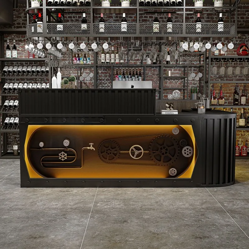 Industrial style retro checkout page secret room script bar dining bar entry reception desk