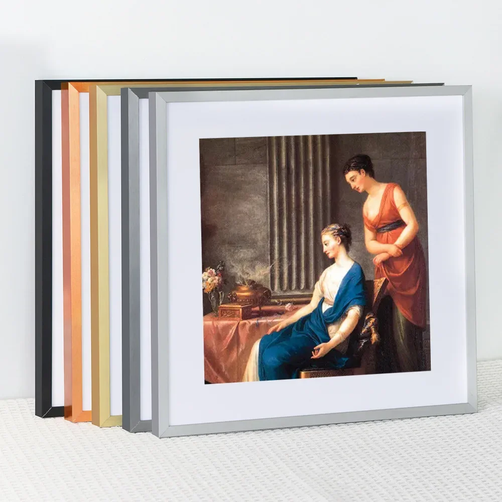 Square Aluminum Photo Frame for Wall Hanging 20X20cm 30x30cm Wedding Picture Frame Stand for Pictures Home Desktop Decor Gift
