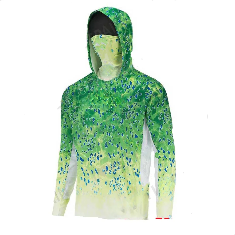Kids Fishing Shirts Upf 50+ Long Sleeve Fishing Shirt With Mask Neck Gaiter Hoodie Keep Head Face Warm Outdoor Hiking Running - view 2