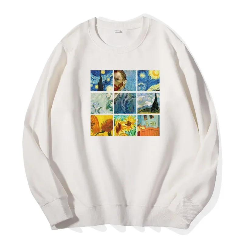 

Spring Autumn Women Clothes Fashion Pullovers Trend Van Gogh Oil Painting Sweatshirt Girl Pure Cotton Hoodies Long Sleeve Tops