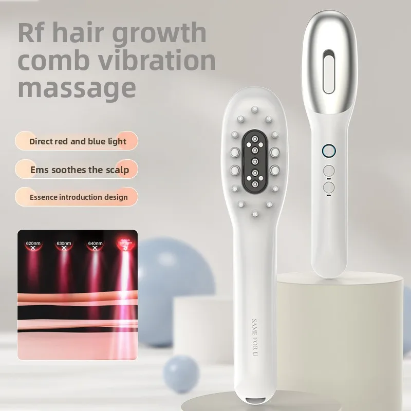 

Массажная расческа 3-в-1 для роста волос с дозатором масла, красным и синим светом, против выпадения волос, высокочастотная вибрация, массажер для кожи головы