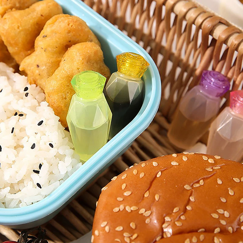 4Pcs Mini Seasoning Sauce Bottle Portable Tomato Ketchup Bottle Salad Dressing Container Pot For Bento Lunch Box Kitchen Jar