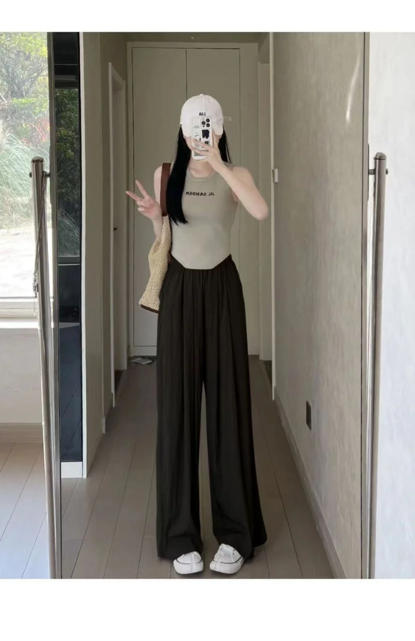 

2024 Women's Summer Thin, Light and Cool Wide Legged Pants High Waist Casual Swinging Pants Japanese Lazy Wind Yamamoto Pants