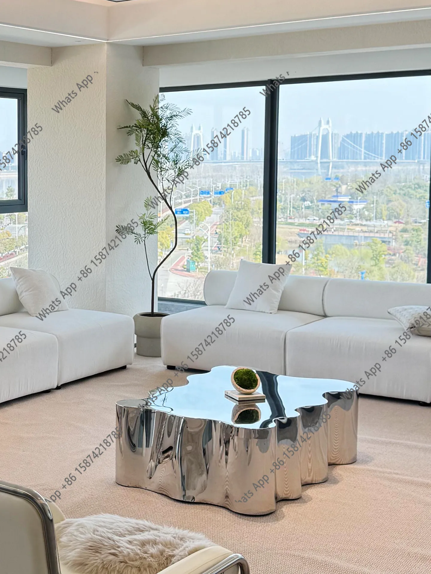 minimalist stainless steel mirror coffee table silver creative special-shaped tea table living room hotel high sense irregular